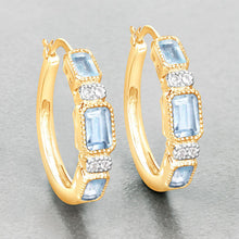 将图片加载到图库查看器，2.66 Carat Genuine Blue Topaz and White Topaz .925 Sterling Silver Earrings
