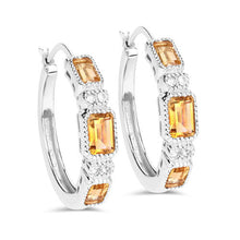 Load image into Gallery viewer, 2.88 Carat Genuine Citrine and White Topaz .925 Sterling Silver Earrings
