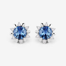 Load image into Gallery viewer, 1.87 Carat Genuine Blue Sapphire and White Diamond 14K White Gold Earrings
