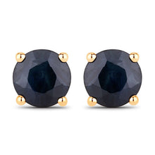 将图片加载到图库查看器，1.70 Carat Genuine Blue Sapphire 10K Yellow Gold Earrings
