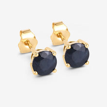 将图片加载到图库查看器，1.70 Carat Genuine Blue Sapphire 10K Yellow Gold Earrings
