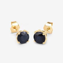 将图片加载到图库查看器，1.70 Carat Genuine Blue Sapphire 10K Yellow Gold Earrings
