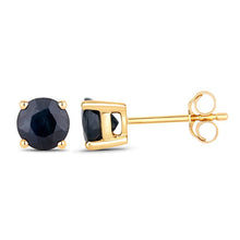 将图片加载到图库查看器，1.70 Carat Genuine Blue Sapphire 10K Yellow Gold Earrings
