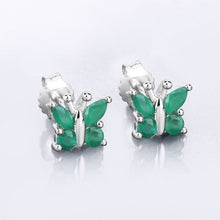 Load image into Gallery viewer, 0.88 Carat Genuine Emerald .925 Sterling Silver Earrings
