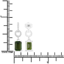 Load image into Gallery viewer, 2.28 Carat Genuine Green Tourmaline and White Diamond 14K White Gold Earrings
