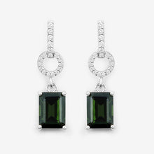 Load image into Gallery viewer, 2.28 Carat Genuine Green Tourmaline and White Diamond 14K White Gold Earrings
