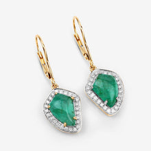 Load image into Gallery viewer, 6.40 Carat Genuine Colombian Emerald and White Diamond 14K Yellow Gold Earrings
