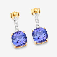 将图片加载到图库查看器，5.64 Carat Genuine Tanzanite and White Diamond 14K Yellow Gold Earrings
