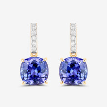 将图片加载到图库查看器，5.64 Carat Genuine Tanzanite and White Diamond 14K Yellow Gold Earrings

