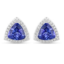 Load image into Gallery viewer, 4.62 Carat Genuine Tanzanite and White Diamond 14K White Gold Earrings
