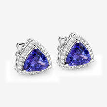 Load image into Gallery viewer, 4.62 Carat Genuine Tanzanite and White Diamond 14K White Gold Earrings
