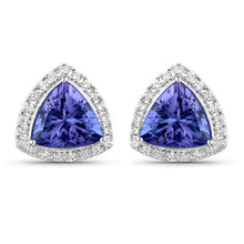 Load image into Gallery viewer, 3.82 Carat Genuine Tanzanite and White Diamond 14K White Gold Earrings
