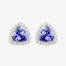 Load image into Gallery viewer, 3.82 Carat Genuine Tanzanite and White Diamond 14K White Gold Earrings

