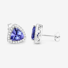 Load image into Gallery viewer, 3.82 Carat Genuine Tanzanite and White Diamond 14K White Gold Earrings
