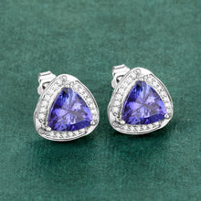 Load image into Gallery viewer, 3.70 Carat Genuine Tanzanite and White Diamond 14K White Gold Earrings
