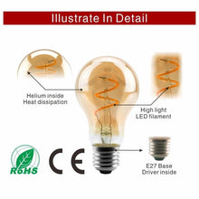 Load image into Gallery viewer, E14 E27 Retro LED Spiral Filament Light Bulb 4W 220V C35 G45 A60 T45 ST64 T185 T225 G80 G95 G125 Vintage Edison Lamp Vintage Filament Light Bulbs Globe Round
