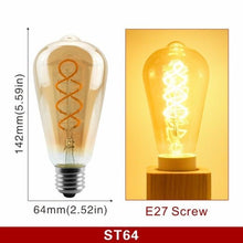 Load image into Gallery viewer, E14 E27 Retro LED Spiral Filament Light Bulb 4W 220V C35 G45 A60 T45 ST64 T185 T225 G80 G95 G125 Vintage Edison Lamp Vintage Filament Light Bulbs Globe Round
