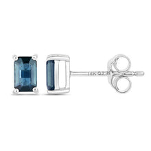 将图片加载到图库查看器，0.80 Carat Genuine Blue Sapphire 14K White Gold Earrings
