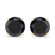 Load image into Gallery viewer, 3.84 Carat Genuine Black Diamond 14K Yellow Gold Earrings
