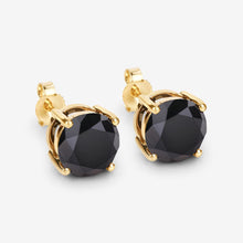 Load image into Gallery viewer, 3.84 Carat Genuine Black Diamond 14K Yellow Gold Earrings
