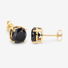 Load image into Gallery viewer, 3.84 Carat Genuine Black Diamond 14K Yellow Gold Earrings
