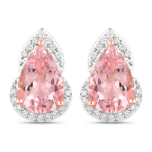 Load image into Gallery viewer, 2.37 Carat Genuine Morganite and White Diamond 14K Rose Gold Earrings

