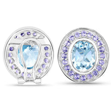Load image into Gallery viewer, 6.30 Carat Genuine Blue Topaz and Tanzanite .925 Sterling Silver Earrings
