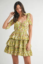 将图片加载到图库查看器，Floral Print Shoulder Tie Layered Mini Dress For Women – Fresh Floral Design, Fluttering Adjustable Shoulder Tie, Layered Mini Dress, Trendy Summer Outfit
