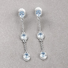 Load image into Gallery viewer, 2.16 Carat Genuine Blue Topaz .925 Sterling Silver Earrings
