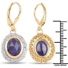 Load image into Gallery viewer, 14K Yellow Gold Plated 7.42 Carat Genuine Tanzanite and White Topaz .925 Sterling Silver Earrings
