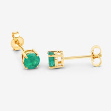 Load image into Gallery viewer, 0.72 Carat Genuine Zambian Emerald 10K Yellow Gold Earrings
