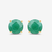 Load image into Gallery viewer, 0.72 Carat Genuine Zambian Emerald 10K Yellow Gold Earrings
