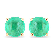 Load image into Gallery viewer, 0.72 Carat Genuine Zambian Emerald 14K Yellow Gold Earrings
