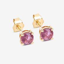 Load image into Gallery viewer, 1.30 Carat Genuine Pink Sapphire 10K Yellow Gold Earrings
