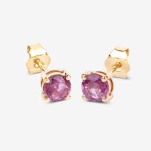 Load image into Gallery viewer, 1.30 Carat Genuine Pink Sapphire 10K Yellow Gold Earrings
