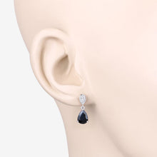 Load image into Gallery viewer, 2.76 Carat Genuine Blue Sapphire and White Diamond 10K White Gold Earrings
