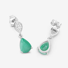Load image into Gallery viewer, 2.28 Carat Genuine Zambian Emerald and White Diamond 10K White Gold Earrings
