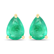 将图片加载到图库查看器，0.70 Carat Genuine Zambian Emerald 14K Yellow Gold Earrings
