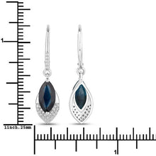 将图片加载到图库查看器，2.79 Carat Genuine Blue Sapphire and White Diamond 14K White Gold Earrings

