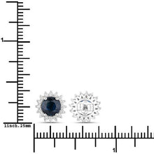 将图片加载到图库查看器，2.38 Carat Genuine Blue Sapphire and White Diamond 14K White Gold Earrings
