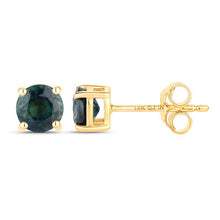 将图片加载到图库查看器，1.30 Carat Genuine Blue Sapphire 14K Yellow Gold Earrings
