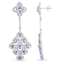Load image into Gallery viewer, 3.90 Carat Genuine Tanzanite and White Topaz .925 Sterling Silver Earrings
