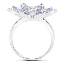 Load image into Gallery viewer, 1.34 Carat Genuine Aquamarine and Tanzanite .925 Sterling Silver Ring
