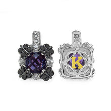 Load image into Gallery viewer, 2.67 Carat Genuine Amethyst White Sapphire &amp; Black Diamond .925 Sterling Silver Earrings
