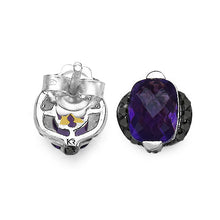 Load image into Gallery viewer, 3.14 Carat Genuine Amethyst &amp; Black Diamond .925 Sterling Silver Earrings
