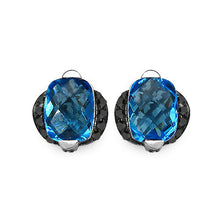 将图片加载到图库查看器，3.74 Carat Genuine Blue Topaz &amp; Black Diamond .925 Sterling Silver Earrings
