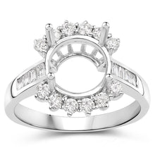 将图片加载到图库查看器，0.58 Carat Genuine White Diamond 14K White Gold Semi Mount Ring - holds 9.00mm Round Gemstone
