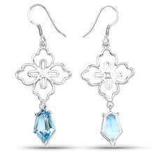 Load image into Gallery viewer, 12.82 Carat Genuine Swiss Blue Topaz .925 Sterling Silver Earrings

