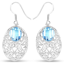 Load image into Gallery viewer, 10.72 Carat Genuine Blue Topaz .925 Sterling Silver Earrings
