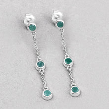 Load image into Gallery viewer, 0.60 Carat Genuine Emerald .925 Sterling Silver Earrings
